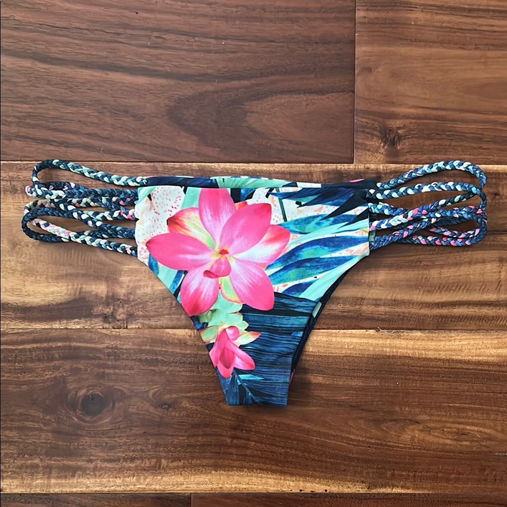 Stone Fox Swim Blue and Pink Braided Bikini XS - Picture 2 of 4